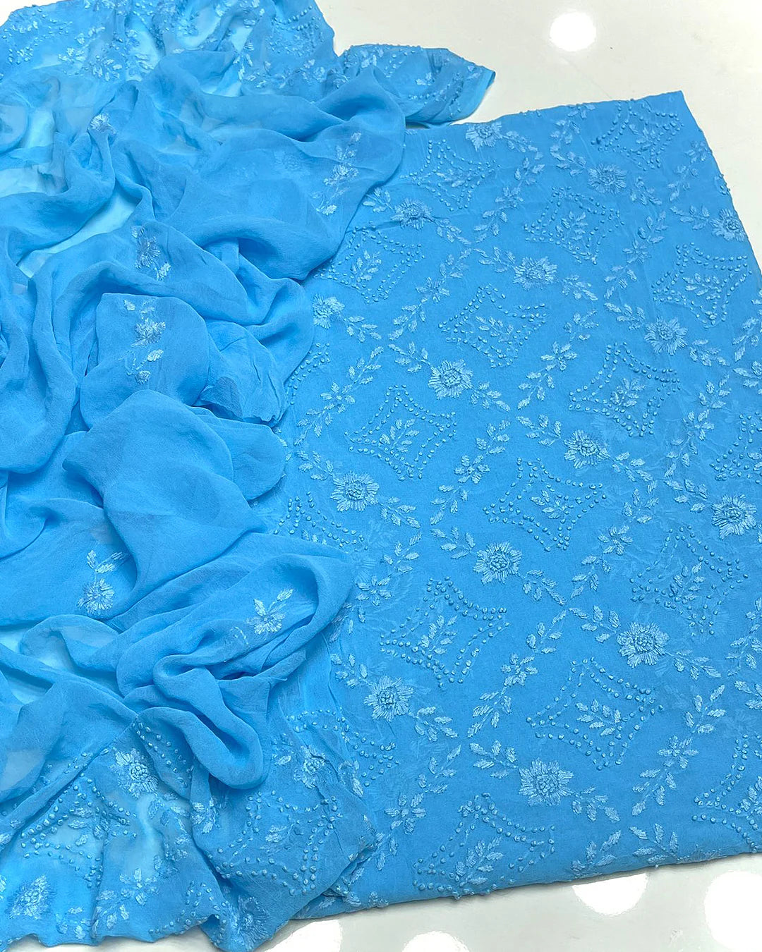 2 PC Handmade Chiffon Pakka Burr Work Dresses